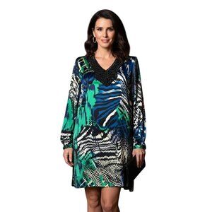 Etcetera Silk Beaded Cocktail Dress 6 Mobwife Zebra Animal Print Resort Cruise